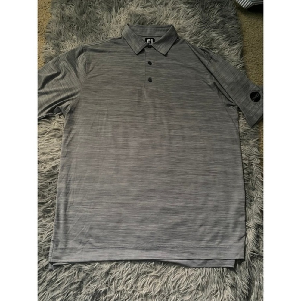 FootJoy FJ Golf Polo Shirt Men's Large‎ Gray Heather Performance One Club Logo